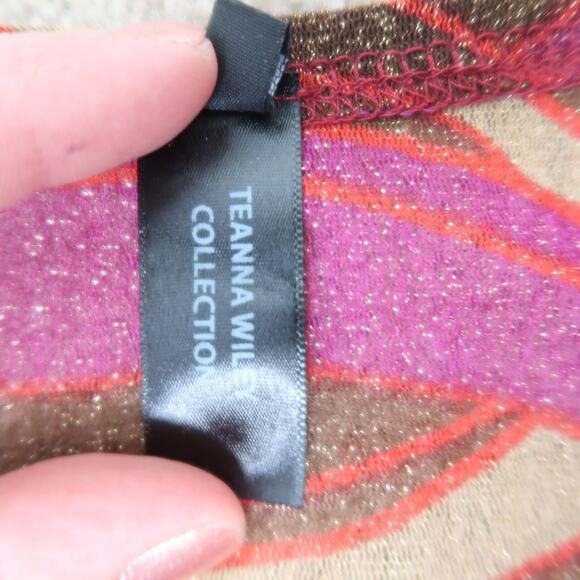 TWILEY Teanna Wiley purple red and brown swirl gold glitter mini skirt M - Picture 4 of 5